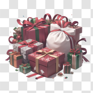 Christmas
 - Festive Holiday Gifts With Decorative Bows Transparent PNG