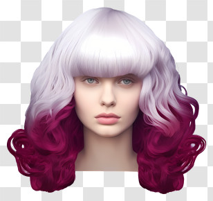 Long Hair - Long White And Pink Hair With Bangs Transparent PNG
