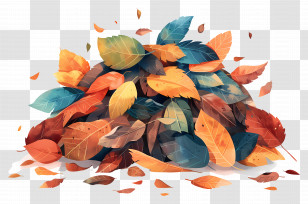 Pile Of Leaves - Bright Autumn Leaves In A Pile Transparent PNG