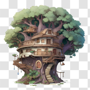 Tree House - Beautiful Treehouse In Large Natural Tree Transparent PNG