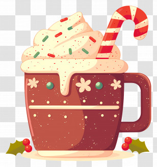 Christmas Hot Chocolate - Festive Hot Chocolate With Candy Cane Transparent PNG