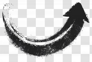 Black Curved Arrow - Grunge-Styled Curved Arrow For Creative Design Transparent PNG