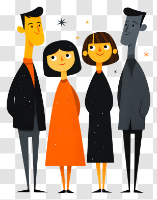 Midnight Friends - Stylized Group Of People Transparent PNG