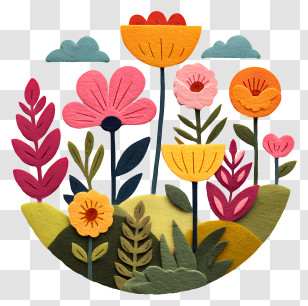 Flowers Circle Landscape - Colorful Flowers In Blooming Garden Transparent PNG
