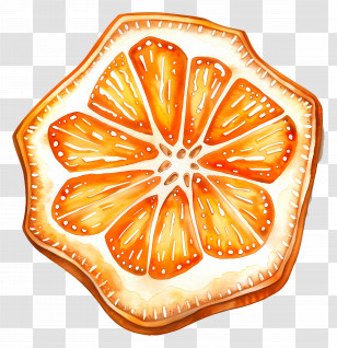 Gingerbread Cookie - Vibrant Sliced Orange Fruit Illustration Transparent PNG