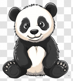 Panda Bear - Smiling Panda Cartoon Illustration Transparent PNG