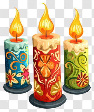 Orthodox New Year Candles - Bright Patterned Colorful Candles Transparent PNG
