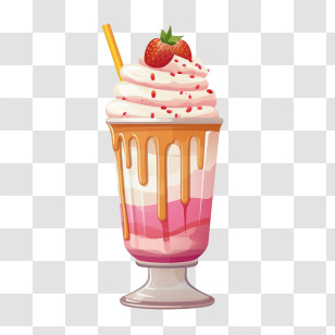 Milkshake - Strawberry Milkshake With Cream Transparent PNG