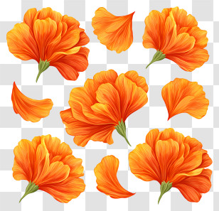 Marigold Petals - Orange Flowers And Petals Transparent PNG