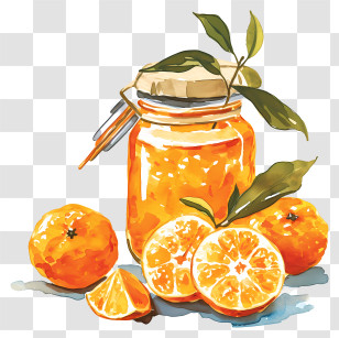 Marmalade - Orange Marmalade Jar With Fresh Citrus Fruits Illustration Transparent PNG