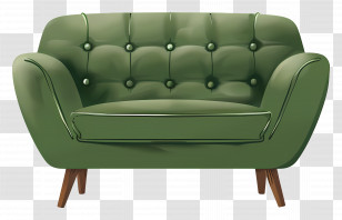 Green Sofa Artwork - Green Sofa With Wooden Legs Artwork Transparent PNG