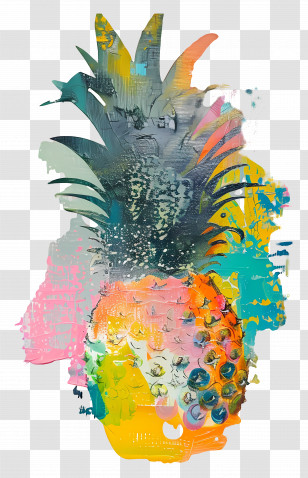 Oil Painting - Colorful Abstract Pineapple Transparent PNG
