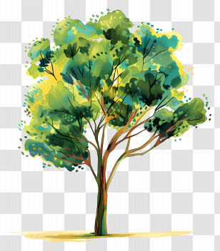Tree - Watercolor-Style Tree Illustration Transparent PNG