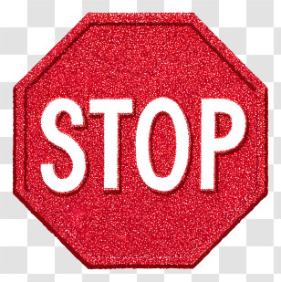 Stop Sign - Red Glitter Stop Sign Transparent PNG
