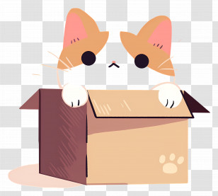 Cat In Box - Cartoon Cat In A Box Transparent PNG