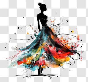 Dress Day - Artistic Silhouette With Colorful Dress Design Transparent PNG
