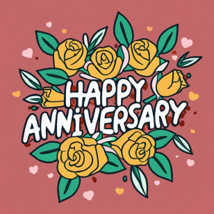 Happy Anniversary - Happy Anniversary Greeting With Yellow Roses Transparent PNG
