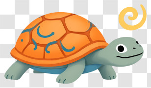 Cartoon Turtle - Orange Cartoon Turtle Illustration Transparent PNG
