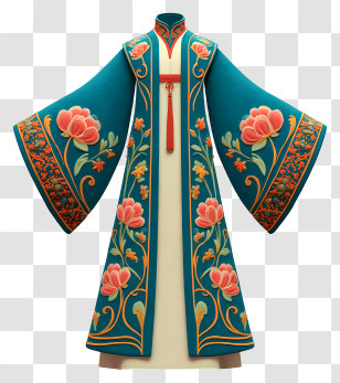 Chinese Ancient Costume - Traditional Floral Embroidered Robe Transparent PNG
