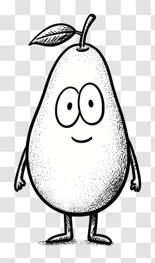 Mango Outline - Cute Pear Cartoon Drawing Transparent PNG