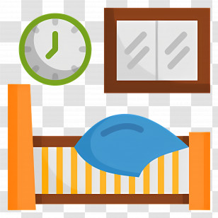 Sleeping Room - Cozy Bedroom Scene With Bed And Clock Transparent PNG
