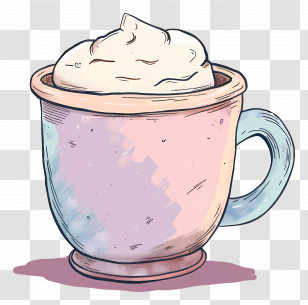 Mug Of Cocoa - Lovely Coffee Cup With Whipped Cream Transparent PNG