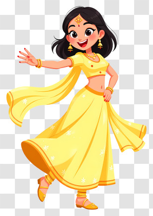Bollywood India Festive Girl Lehenga - Girl Yellow Dress Dancing Transparent PNG