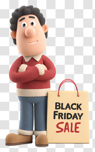 Black Friday Man Shopping - Black Friday Shopper Character Transparent PNG