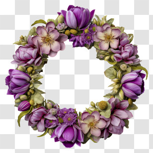 Purple Floral Frame - Purple Floral Wreath Transparent PNG