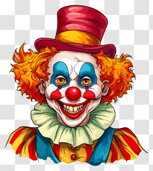 Clown - Scary Clown Illustration With Top Hat Transparent PNG