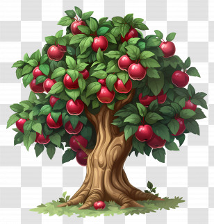Apple Tree - Apple Tree Illustration With Ripe Fruits Transparent PNG