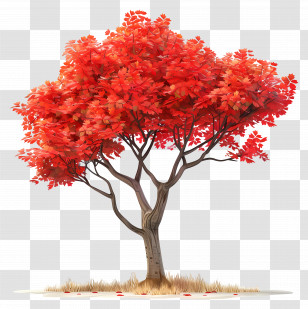 Maple Tree - Autumn Red Tree Illustration Transparent PNG