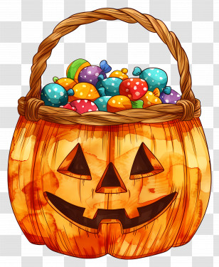Halloween Basket - Pumpkin Candy Basket For Halloween Transparent PNG