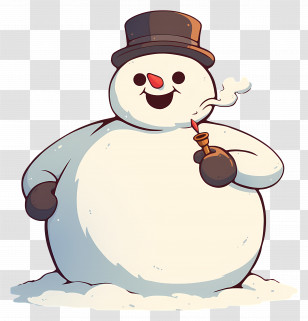 Frosty The Snowman - Snowman With Top Hat And Pipe Transparent PNG