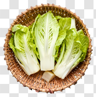 Woven Basket - Basket Of Green Fresh Cabbage Leaves Transparent PNG