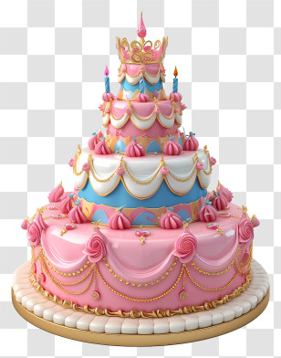 Princess Birthday Cake - Royal Themed Tiered Birthday Cake Transparent PNG