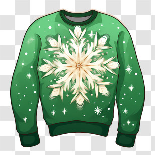 Christmas Sweater - Green Sweater With Snowflake Design Transparent PNG