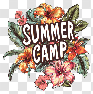 Summer Camp - Tropical Floral Summer Camp Illustration Transparent PNG