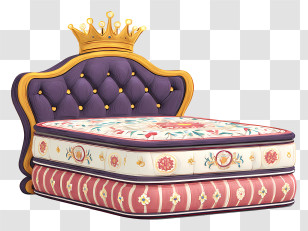 Queen Mattress - Royal Bed With Crown Design Transparent PNG