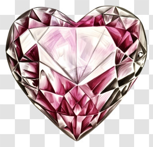 Hand Drawn Valentine Heart Diamond - Pink Diamond Heart-Shaped Gemstone Illustration Transparent PNG