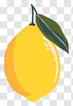 Lemon - Yellow Lemon Fruit With Green Leaf Illustration Transparent PNG