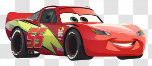 Lightning Mcqueen - Cartoon Red Racing Car With Number 55 Transparent PNG