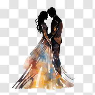 Wedding Couple Silhouette - Silhouette Illustration Of A Couple Transparent PNG