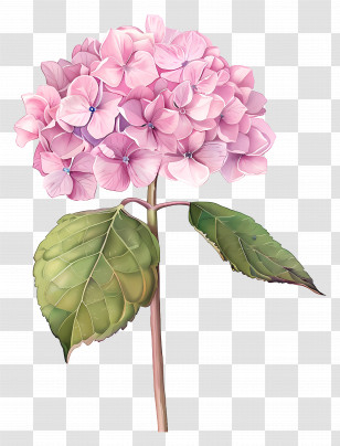 Pink Hydrangea - Detailed Pink Hydrangea Flower Illustration Transparent PNG