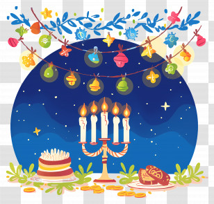 Hanukkah - Candles Under The Night Sky For Hanukkah Transparent PNG