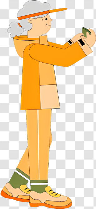 Man With A Gun - Person In Orange Outfit Taking A Photo Transparent PNG
