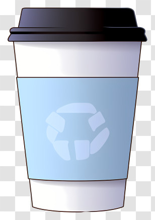 Plastic Coffee Cup - White Coffee Cup With Blue Sleeve Transparent PNG