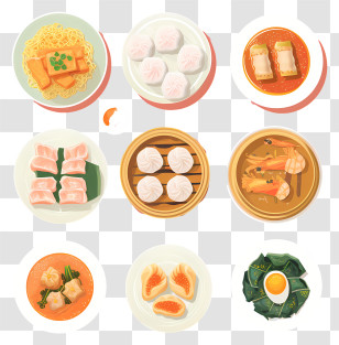 Chinese Food - Assorted Dim Sum Dishes In Asian Cuisine Style Transparent PNG