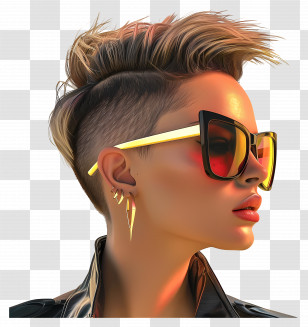 Edgy Short Pixie Cuts - Stylish Woman With Sunglasses Transparent PNG