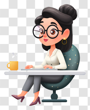 Businesswoman Working Hard - Focused Office Worker At Desk Transparent PNG